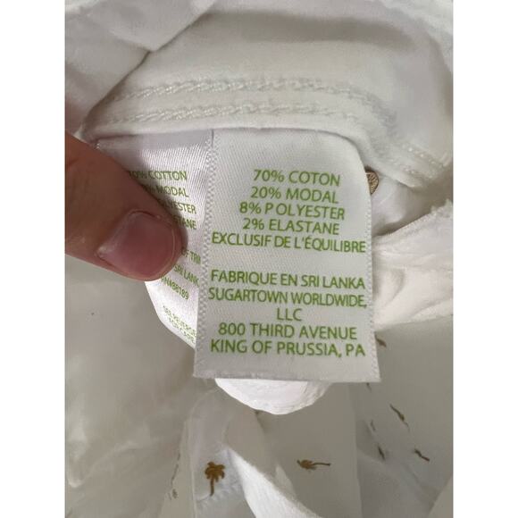 Lilly Pulitzer White Gold Palm Tree Embroidery Low Rise Worth Skinny Pant Size 0 - Picture 9 of 9